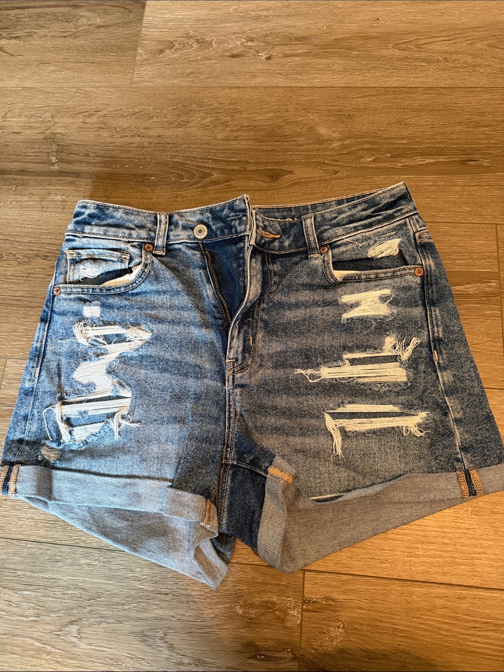 American Eagle Outfitters Distressed Blue Denim High-Rise Shorts
